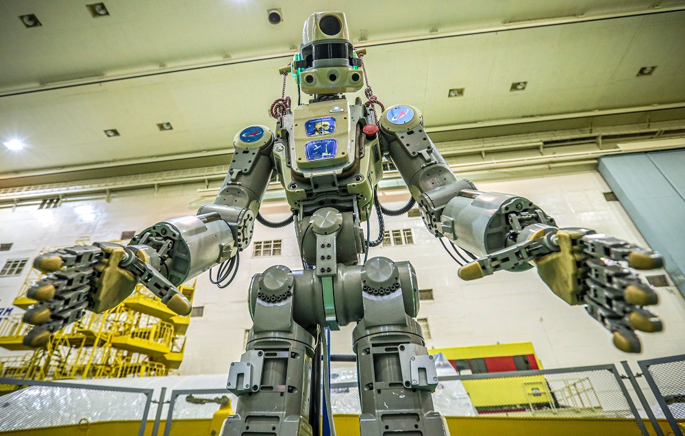 This handout picture released on August 21, 2019 shows Russian humanoid robot Skybot F-850 (Fedor) being tested ahead of its flight on board Soyuz MS-14 spacecraft at the Baikonur Cosmodrome in Kazakhstan. u00e2u20acu2022 ROSCOSMOS/Space Center Yuzhny/Tsenki/AFP pic 