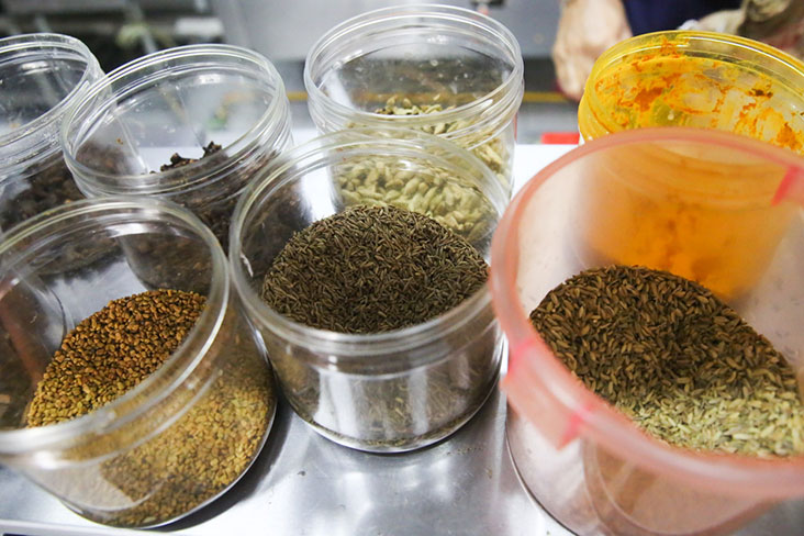 Samy uses his own mix of spices for the dishes here.