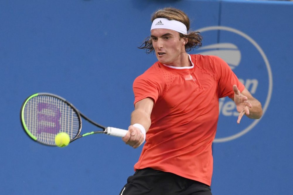 Stefanos Tsitsipas of Greece returns a shot from Australiau00e2u20acu2122s Jordan Thompson during the Citi Open at Rock Creek Tennis Center on August 1, 2019 in Washington. u00e2u20acu2022 AFP pic