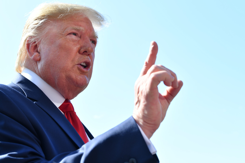 US President Donald Trump gestures as he speaks to the press on the South Lawn of the White House before departing in Washington, DC August 9, 2019. u00e2u20acu201d AFP pic 