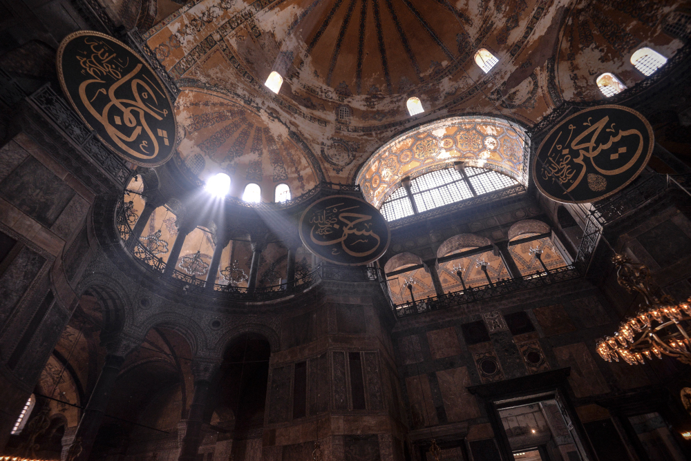 Sunlight beaming into the stained windows of the Aya Sofya in Istanbul, Turkey. — Picture by Shafwan Zaidon