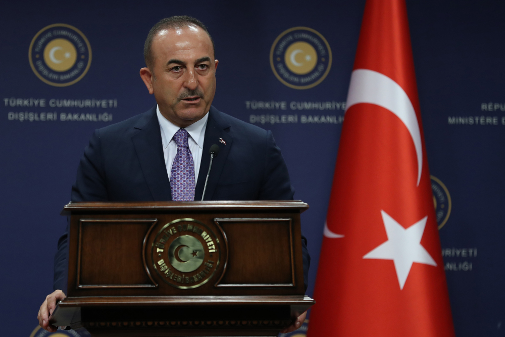 Turkeyu00e2u20acu2122s Minister of Foreign Affairs Mevlut Cavusoglu holds a press conference with his Sierra Leone counterpart after their meeting in Ankara, Turkey, August 15, 2019. u00e2u20acu201d AFP pic 