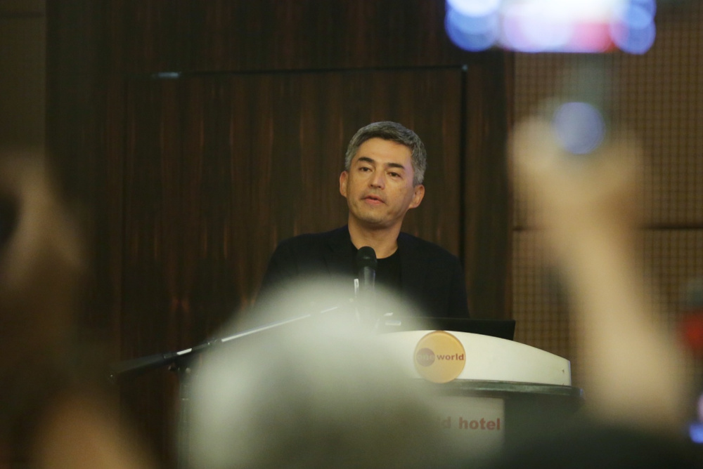 Tsuburaya Productions president Masayuki Nagatake speaks during an Ultraman press conference in Petaling Jaya August 8, 2019. — Picture by Ahmad Zamzahuri