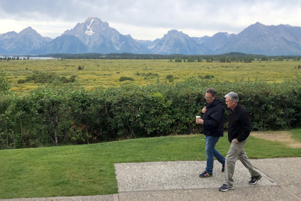 Federal Reserve Chair Jerome Powell and New York Federal Reserve President John Williams walk together, ahead of the Kansas City Federal Reserve Banku00e2u20acu2122s annual conference on monetary policy, in Jackson Hole, Wyoming, US, August 22, 2019. u00e2u20acu201d Reuters pic 