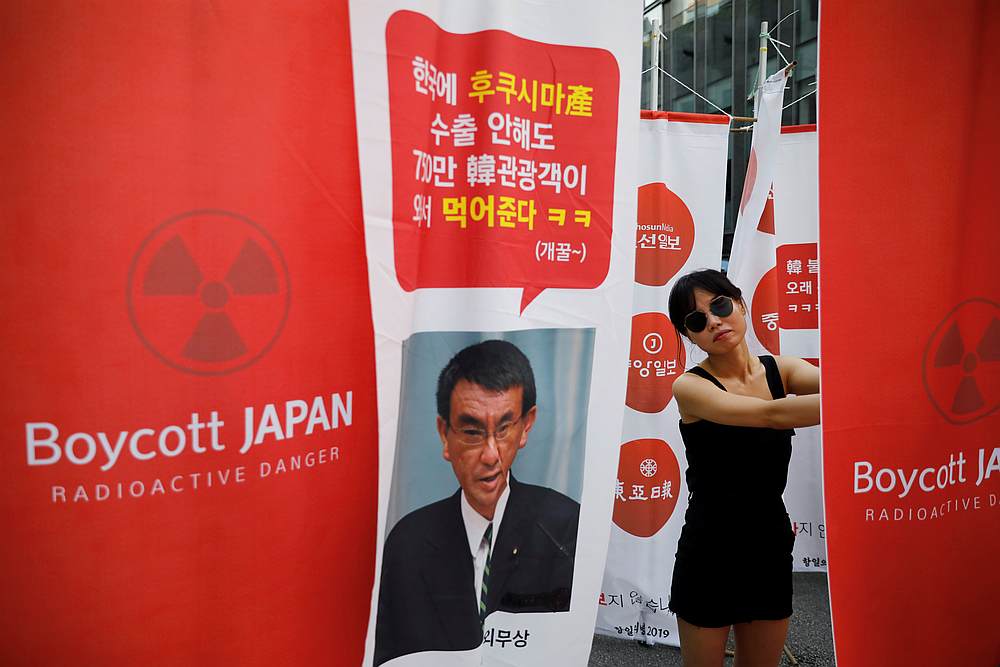 A South Korean woman attends an anti-Japan rally near the Japanese embassy in Seoul August 3, 2019. u00e2u20acu201d Reuters pic