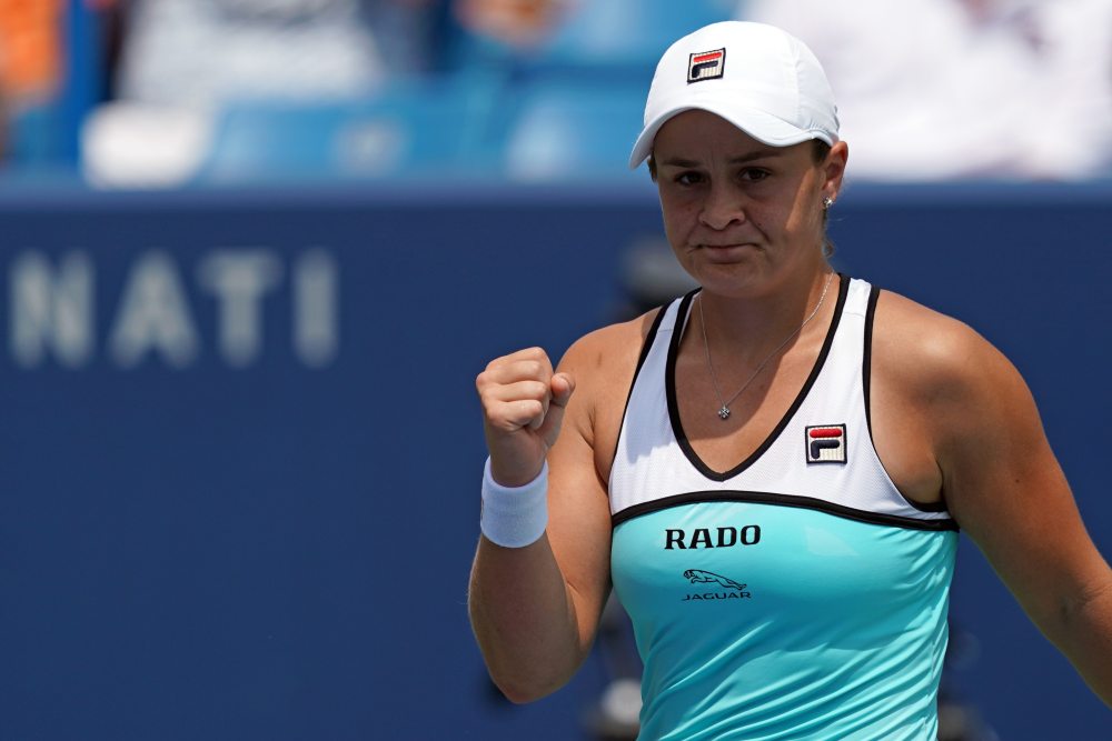Ashleigh Barty (pic) reacts to defeating Maria Sakkari during the Western and Southern Open tennis tournament Cincinnati August 16, 2019. u00e2u20acu2022 Picture by Aaron Doster-USA TODAY Sports via Reuters