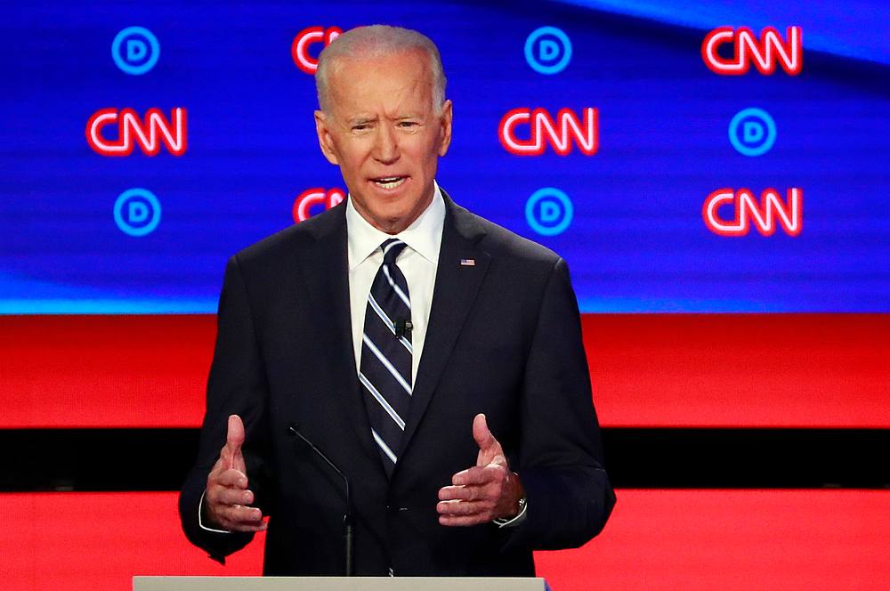 Former Vice President Joe Biden speaks on the second night of the second 2020 Democratic US presidential debate in Detroit, Michigan July 31, 2019. u00e2u20acu201d Reuters pic