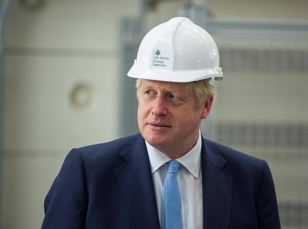 Britain's Prime Minister Boris Johnson visits the Fusion Energy Research Centre at the Fulham Science Centre in Oxfordshire August 8, 2019. u00e2u20acu201d Julian Simmonds/Pool pic via Reuters