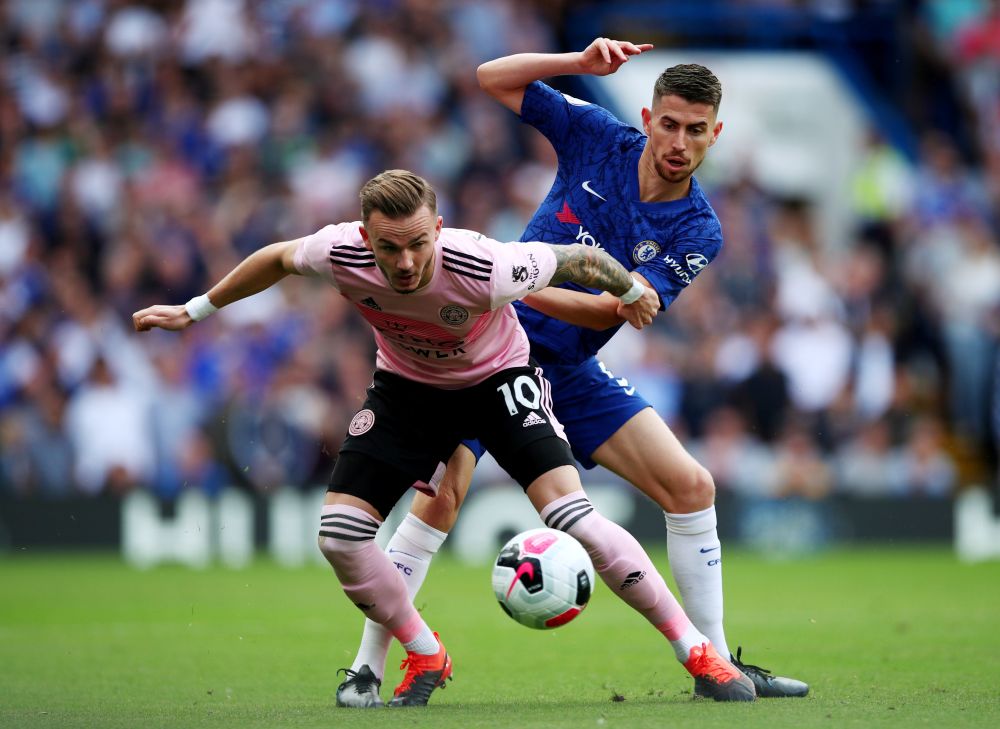 Leicester City's James Maddison in action with Chelsea's Jorginho at Stamford Bridge August 18, 2019. u00e2u20acu201d Reuters pic