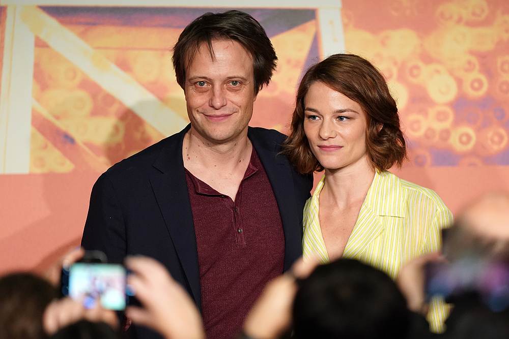 German actor August Diehl (left) and Austrian actress Valerie Pachner arrive at a press conference for 'A Hidden Life' at the Cannes Film Festival, southern France May 20, 2019. u00e2u20acu201d AFP pic