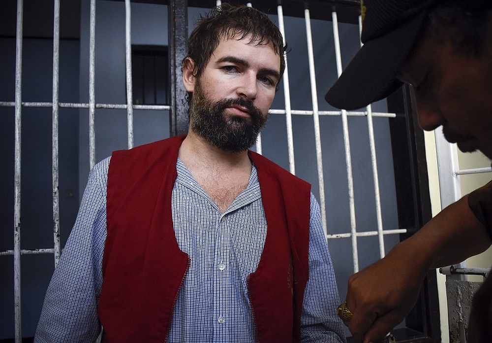 Frenchman Felix Dorfin being escorted back to prison after he was sentenced to death by a court in Mataram on the resort island of Lombok May 20, 2019. u00e2u20acu201d AFP picn