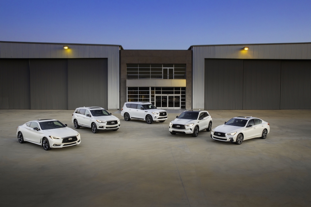Infinitiu00e2u20acu2122s Edition 30 lineup consists of the Q50, Q60, QX50, QX60, and QX80 models. u00e2u20acu201d Handout via AFP