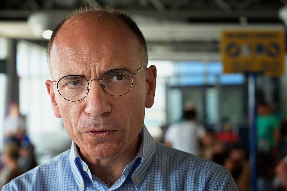 Italy's former Prime minister Enrico Letta speaks during an interview in Lamezia Terme airport, southern Italy August 11, 2019. u00e2u20acu201d AFP pic