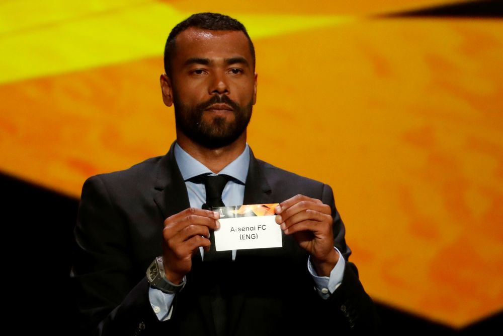 Former player Ashley Cole draws Arsenal during the Europa League Group Stage draw. u00e2u20acu201d Reuters pic