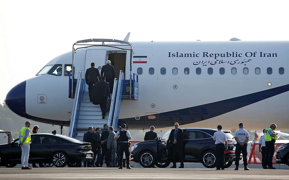 An Iranian government plane is seen on the tarmac at Biarritz airport where Iranu00e2u20acu2122s Foreign Minister Mohammad Javad Zarif arrived August 25, 2019 during the G7 summit. u00e2u20acu201d Reuters pic