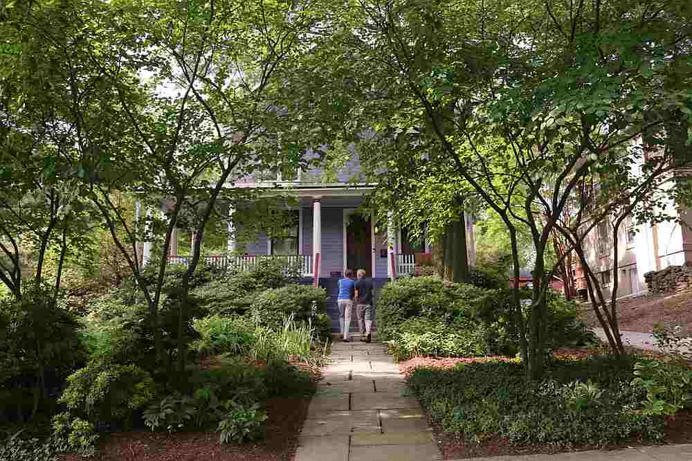 Anna Burger (left) and Earl Gohl walk in their 'rewilded' garden, a type of garden aimed at restoring and protecting natural processes in Takoma Park, Maryland May 22, 2019 u00e2u20acu201d AFP pic