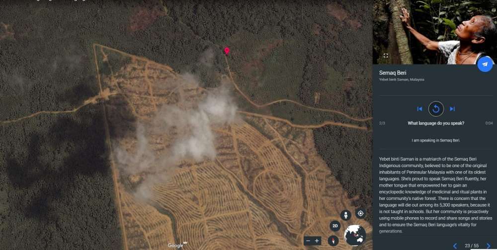 Google Earth’s latest Voyager tour ‘Celebrating Indigenous Languages’ showcases more than 50 indigenous languages from around the world. ― Screengrab from Google Earth