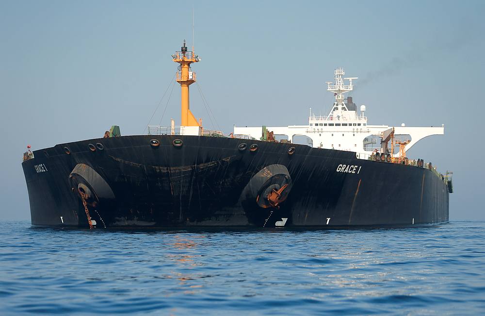 Iranian oil tanker Grace 1 sits anchored after it was seized in July by British Royal Marines off the coast of the British Mediterranean territory, in the Strait of Gibraltar, southern Spain, August 15, 2019. u00e2u20acu201d Reuters pic