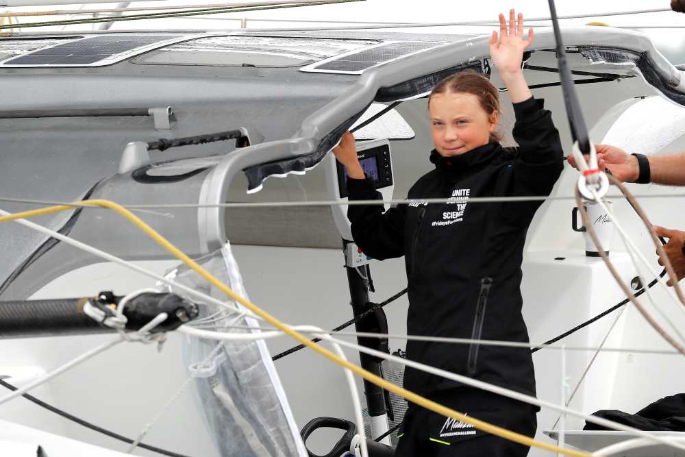 Swedish 16-year-old activist Greta Thunberg sails on the Malizia II racing yacht as she nears the completion of her trans-Atlantic crossing in order to attend a United Nations summit on climate change in New York August 28, 2019. u00e2u20acu2022 Reuters pic