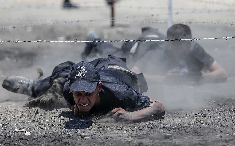 Palestinian military cadets in a training session organised by Hamas' military wing, the Ezzedin al-Qassam Brigades, in Gaza City July 20, 2019. u00e2u20acu201d AFP pic