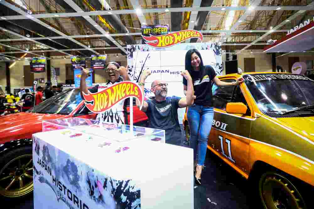 (From left) Art of Speed founder, Asep Ahmad, Hot Wheels lead designer of premium and collector segment, Steve Vandervate and Mattel South East Asiau00e2u20acu2122s head of marketing, Chris Chan pose with the u00e2u20acu02dcJapan Historics 3u00e2u20acu2122 collection. u00e2u20acu2022 Picture courtesy o