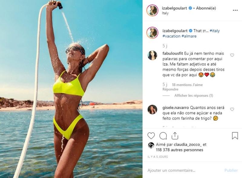 Izabel Goulart went for a neon yellow swimsuit for her vacation on Italy's Amalfi coast. u00e2u20acu2022 Screenshot  via Instagram/Izabel Goulart