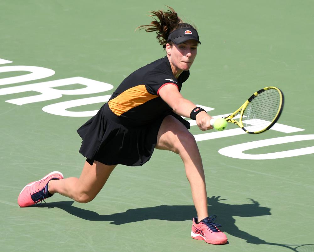 Johanna Konta (pic) plays a shot against Dayana Yastremska during the Rogers Cup tennis tournament at Aviva Centre in Toronto August 6, 2019. u00e2u20acu2022 Picture by Dan Hamilton-USA TODAY Sports via Reuters