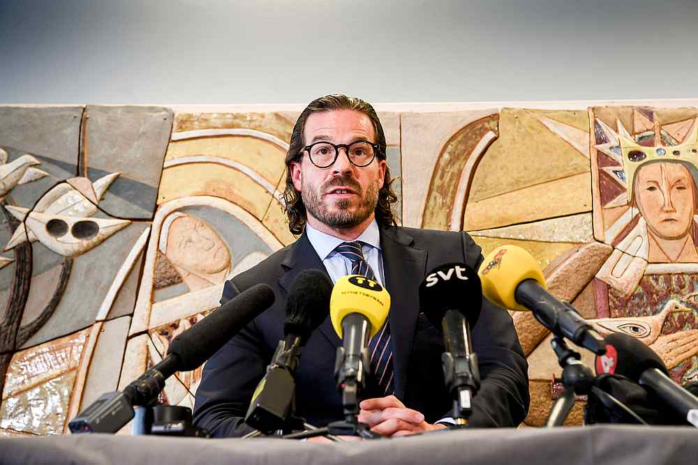 Slobodan Jovicic, Swedish lawyer of US rapper A$AP Rocky, comments on the verdict during a press conference in Uppsala, Sweden August 14, 2019. u00e2u20acu201d Fredrik SANDBERG/TT News Agency/AFP pic