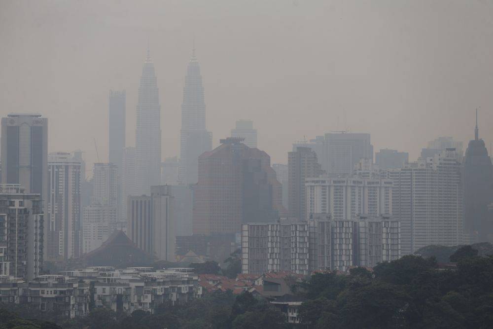 Kuala Lumpur is shrouded in a thick blanket of haze August 1, 2019. u00e2u20acu201d Picture by Ahmad Zamzahuri