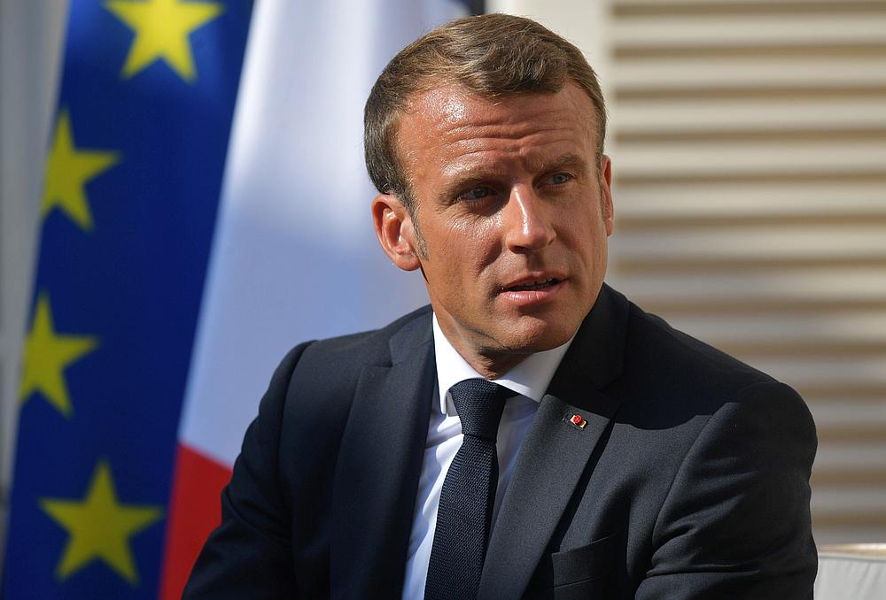 French President Emmanuel Macron at a meeting near the village of Bormes-les-Mimosas, France August 19, 2019. u00e2u20acu201d Sputnik/Alexei Druzhinin/Kremlin pic via Reuters