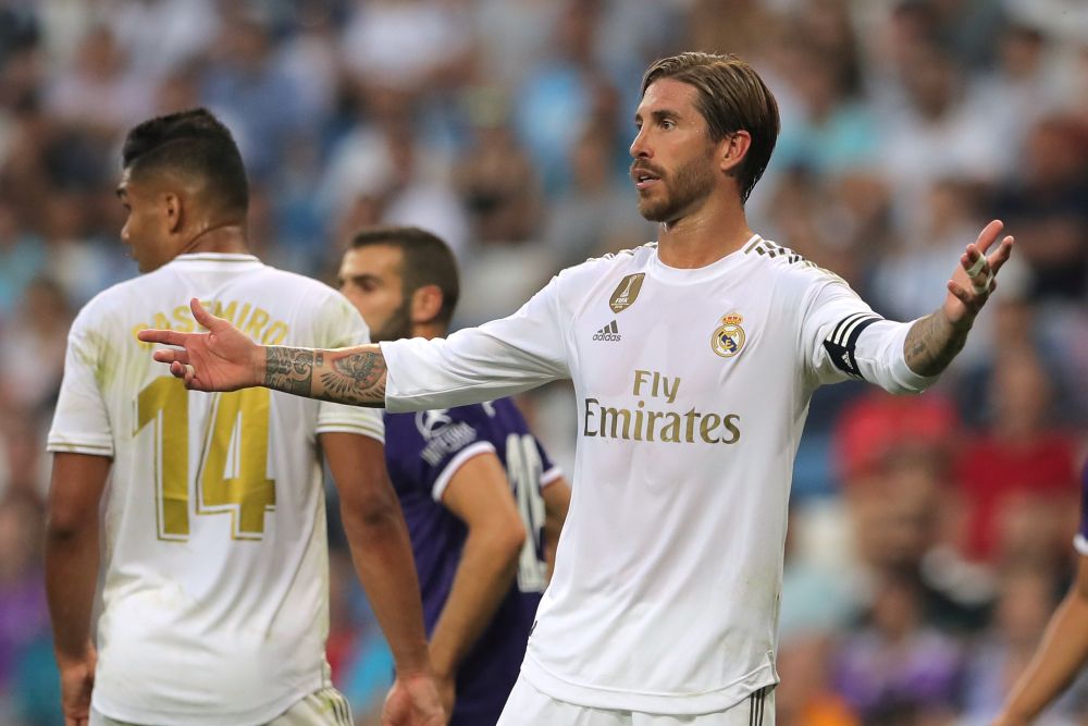Real Madrid's Sergio Ramos reacts during the game against Real Valladolid.  u00e2u20acu201d Reuters pic