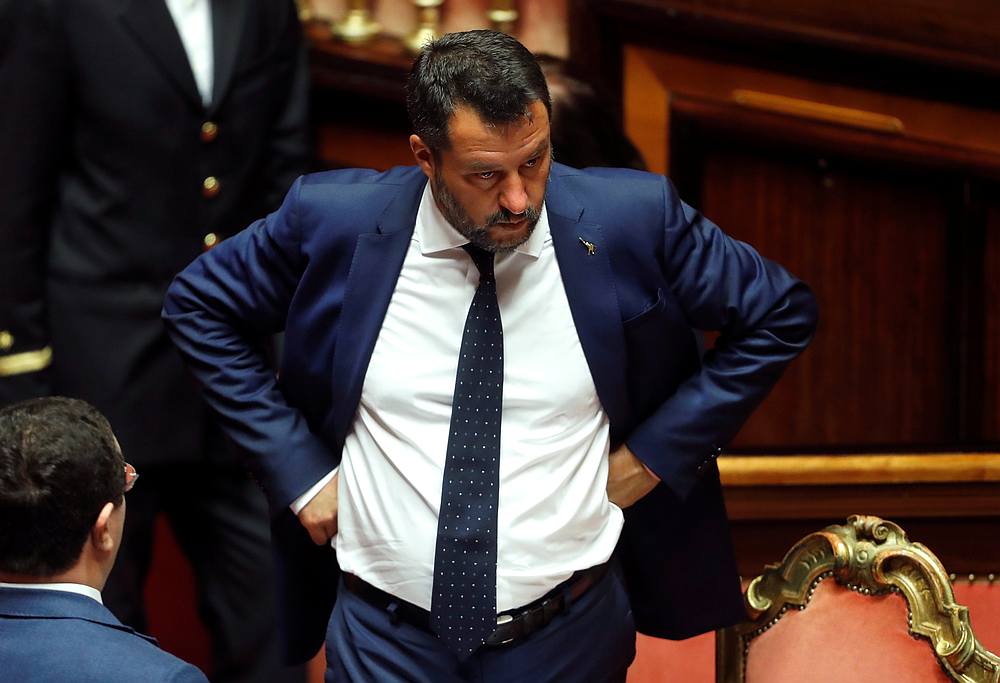 Italy's Interior Minister and Deputy Prime Minister Matteo Salvini looks on as the government is set to face a Senate confidence vote on security and immigration decree in Rome August 5, 2019. u00e2u20acu201d Reuters pic