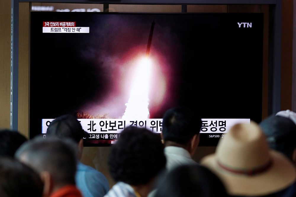 People watch a TV showing a file picture of a North Korean missile for a news report on North Korea firing short-range ballistic missiles, in Seoul, South Korea August 2, 2019. u00e2u20acu201d Reuters pic