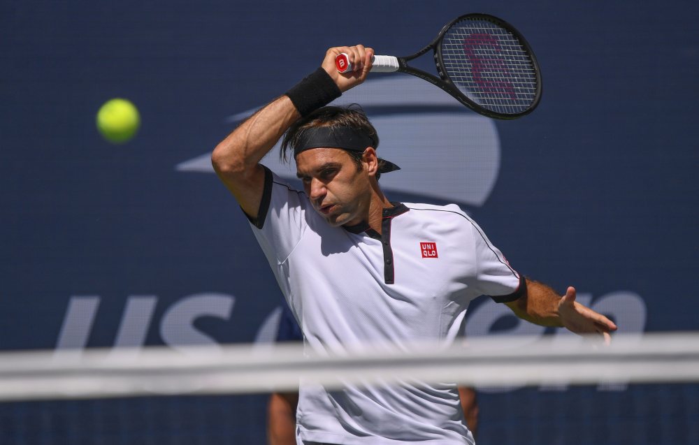 Roger Federer hits to Daniel Evans the third round on day five of the 2019 US Open tennis tournament in New York August 30, 2019. u00e2u20acu2022 Picture by Robert Deutsch-USA TODAY Sports via Reuters