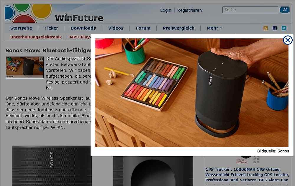 WinFuture has published a photo of what could be the upcoming Sonos Move speaker. u00e2u20acu201d Image courtesy of WinFuture via AFP