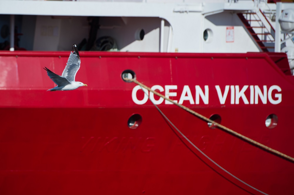 A picture taken on August 4, 2019 in Marseille harbour shows the French NGOs SOS Mediterranee and Medecins sans Frontieres (MSF) new boat Ocean Viking moored before the departure for a migrants search and rescue mission off Libya. u00e2u20acu201d AFP pic      