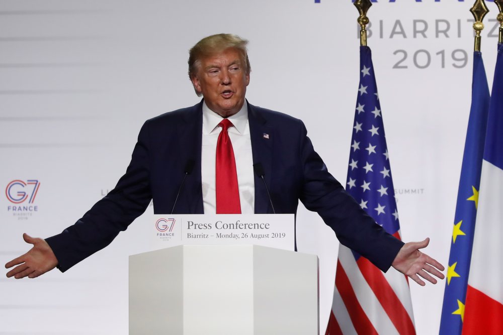 US President Donald Trump speaks during a press conference at the end of the G7 summit in Biarritz, France August 26, 2019. u00e2u20acu2022 Reuters pic