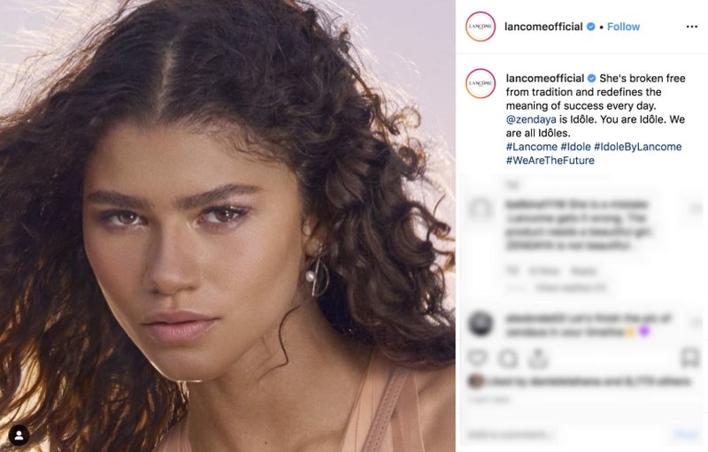 Lancome has unveiled the campaign for its new perfume, 'Idole,' fronted by 22-year-old actress and singer Zendaya. u00e2u20acu2022 Screenshot via Instagram/lancomeofficial
