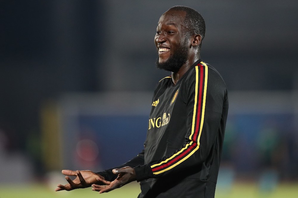Belgiumu00e2u20acu2122s Romelu Lukaku reacts as he warms up prior to the Euro 2020 qualifier match with San Marino at the Olympic stadium in Serravalle September 6, 2019. u00e2u20acu201d AFP pic