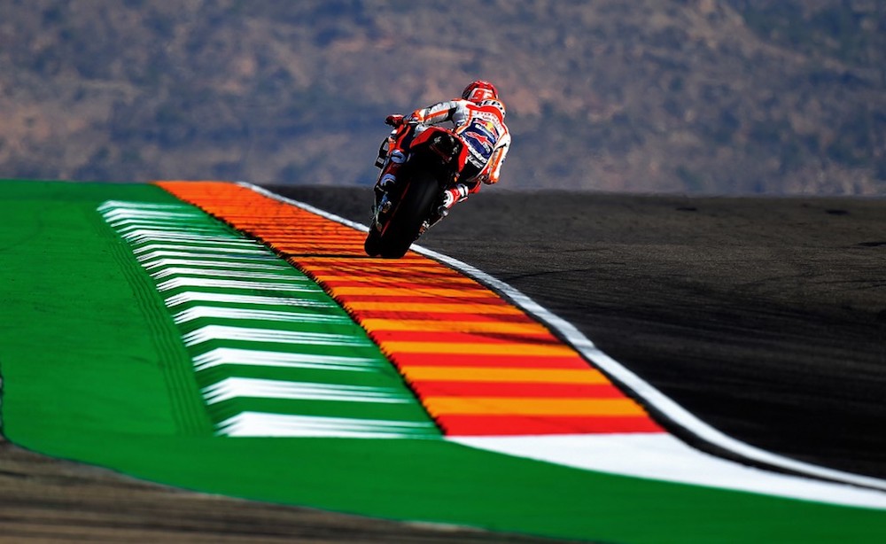 Repsol Hondau00e2u20acu2122s Marc Marquez rides during the MotoGP first free practice of the Aragon Grand Prix at the Motorland racetrack in Alcaniz September 20, 2019, ahead of the 2019 Aragon MotoGP. u00e2u20acu201d AFP pic