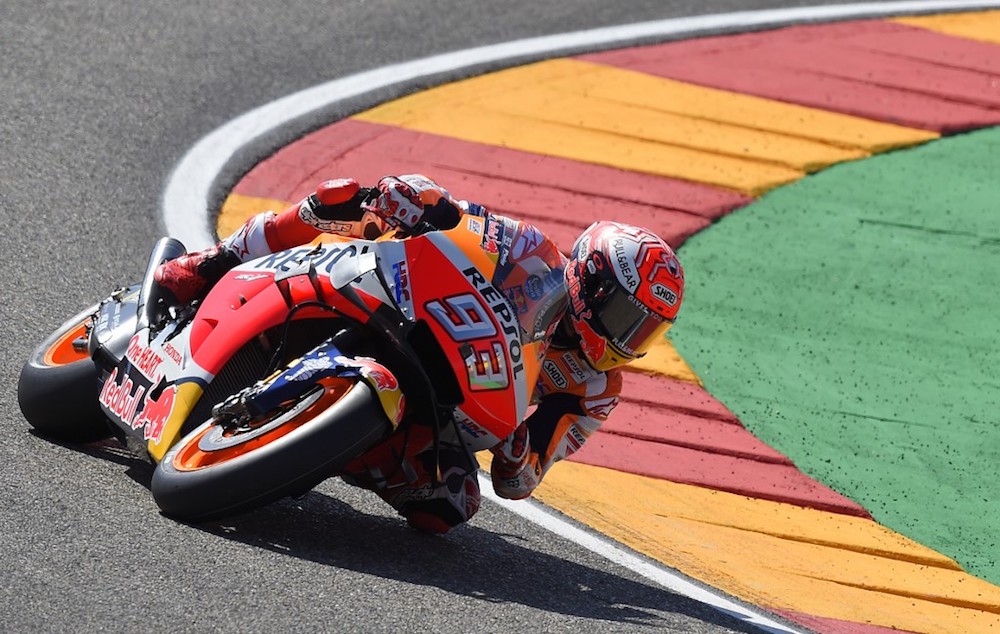 Repsol Honda Teamu00e2u20acu2122s Marc Marquez rides during the fourth MotoGP free practice session of the Moto Grand Prix of Aragon at the Motorland circuit in Alcaniz September 21, 2019. u00e2u20acu201d AFP pic