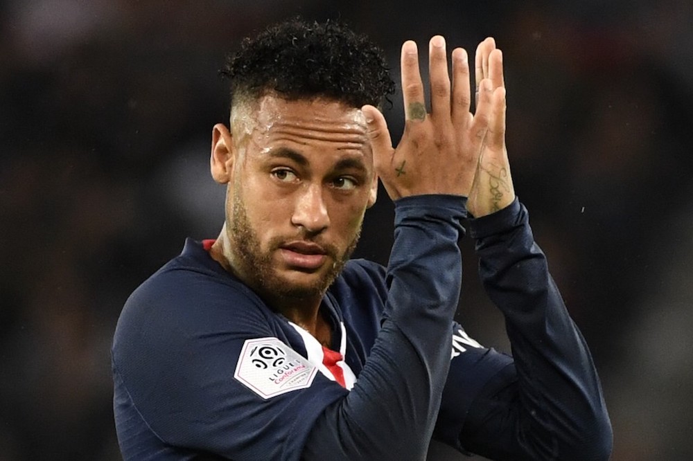 Paris Saint-Germainu00e2u20acu2122s Neymar gestures during the French L1 match with Stade de Reims at the Parc des Princes stadium in Paris September 25, 2019. u00e2u20acu201d AFP pic