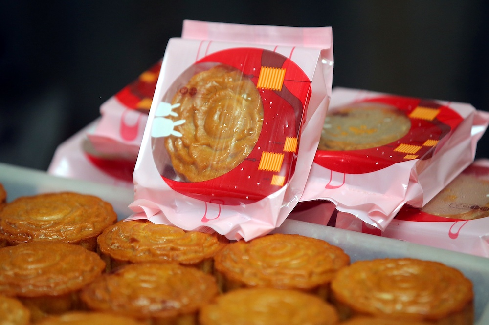 Jennifer Chung's petai mooncake are sold at RM15 for two pieces. — Picture by Farhan Najib
