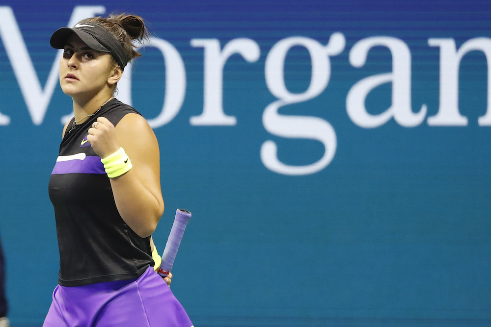 Bianca Andreescu of Canada celebrates after match point against Taylor Townsend of the United States in the fourth round of the 2019 US Open tennis tournament, September 2, 2019. u00e2u20acu201d Geoff Burke-USA TODAY Sports pic via Reuters
