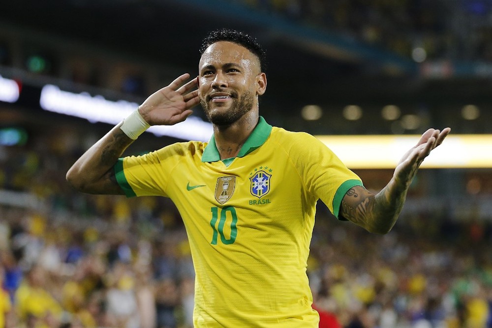 Neymar of Brazil reacts after assisting Casemiro (not pictured) on a goal against Colombia during their friendly at Hard Rock Stadium in Miami September 6, 2019. u00e2u20acu201d AFP pic