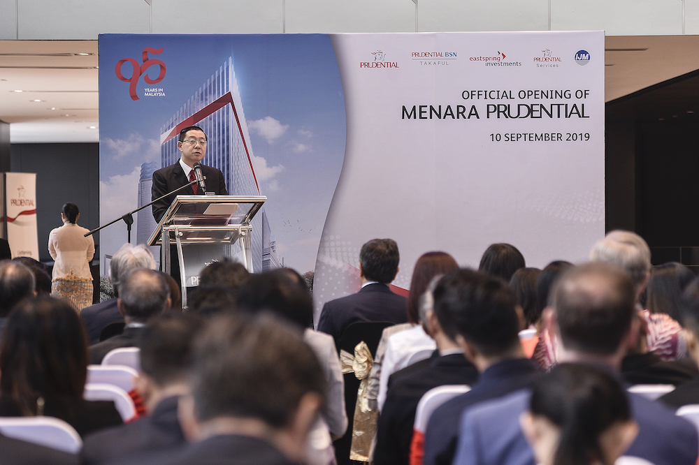 Minister of Finance Lim Guan Eng gives a speech during the launch of Menara Prudential at Tun Razak Exchange, September 10, 2019. u00e2u20acu201d Picture by Miera Zulyana