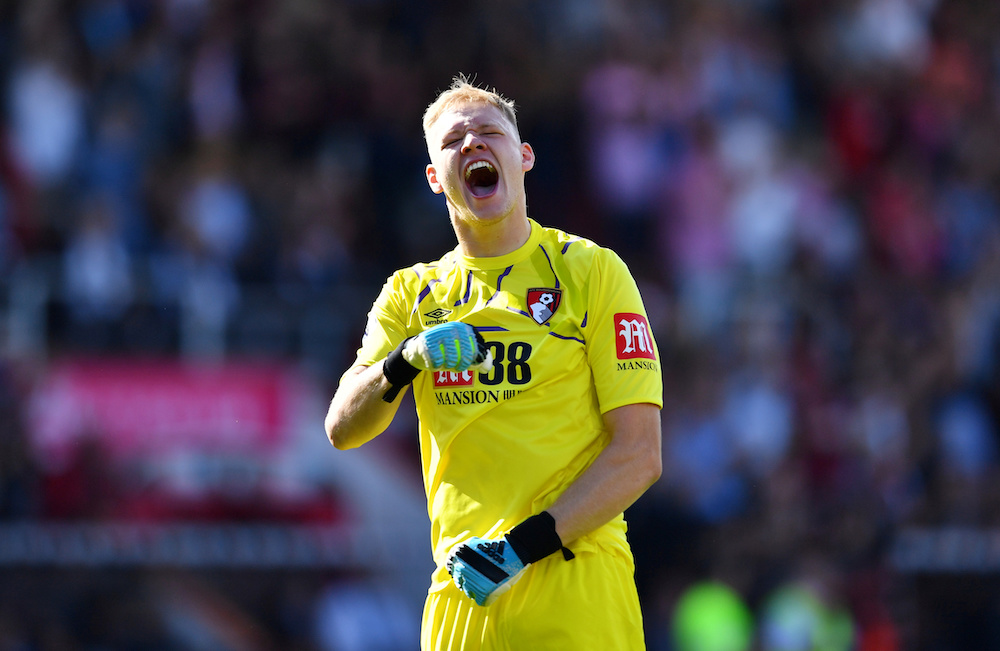 Bournemouth's Aaron Ramsdale celebrates their third goal against Everton, September 15, 2019. u00e2u20acu201d Reuters pic 