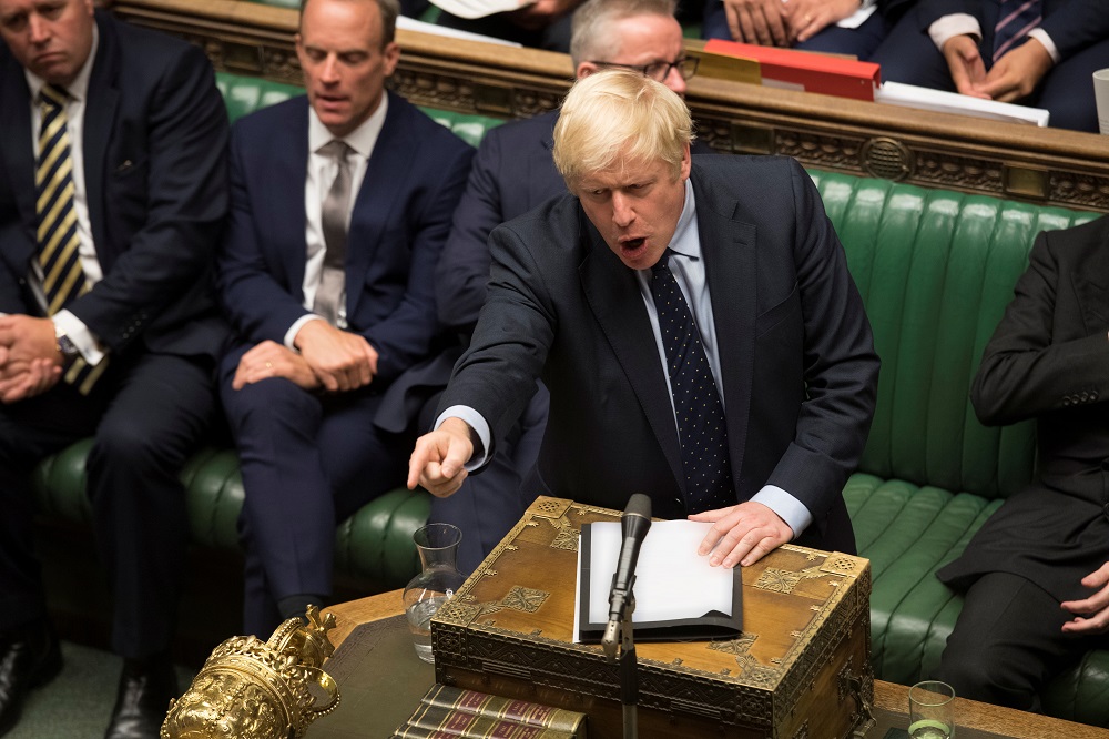 Britainu00e2u20acu2122s Prime Minister Boris Johnson speaks in the House of Commons in London September 3, 2019. u00e2u20acu201d Picture by UK Parliament/Jessica Taylor/Handout via Reuters
