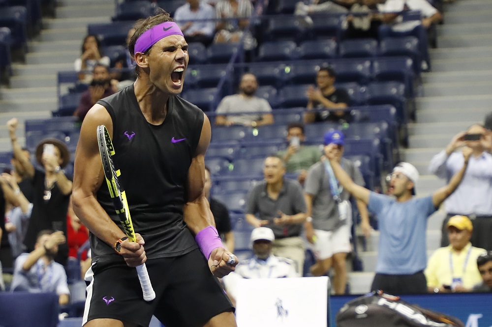 Rafael Nadal celebrates after his match against Diego Schwartzman (not pictured) in a quarterfinal match on day ten of the 2019 US Open tennis tournament in New York September 4, 2019. u00e2u20acu201d Picture by Geoff Burke-USA TODAY Sports via Reuters
