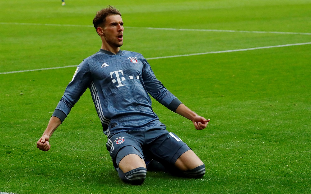 Bayern Munichu00e2u20acu2122s Leon Goretzka celebrates scoring a goal that is later disallowed at the Red Bull Arena in Leipzig May 11, 2019. u00e2u20acu201d Reuters pic